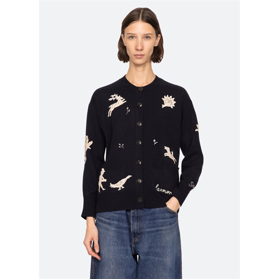 Sea New York MIKA Applique Cardigan, Navy